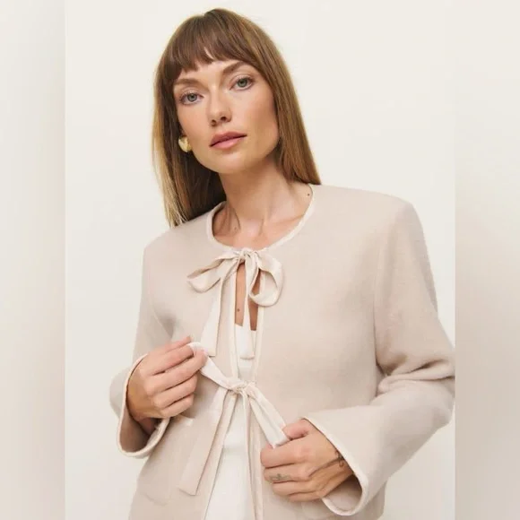 Reformation Daisy Wool Jacket - Cream - Picture 2 of 11